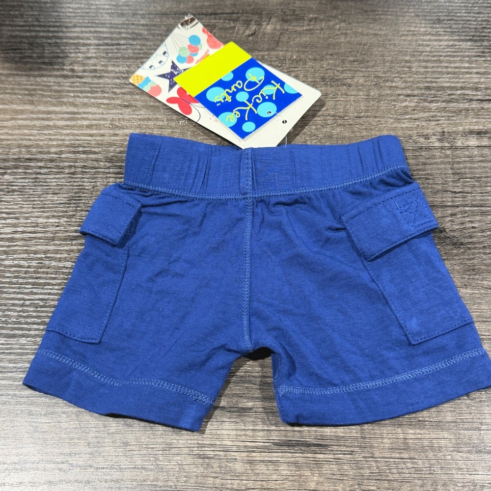 Kickee Pants Cargo Shorts Boys 0-3m Royal Blue Bamboo Viscose NWT